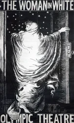 Cartaz para a versão teatral de &39;The Woman in White&39; de Wilkie Collins, realizada em 1871
